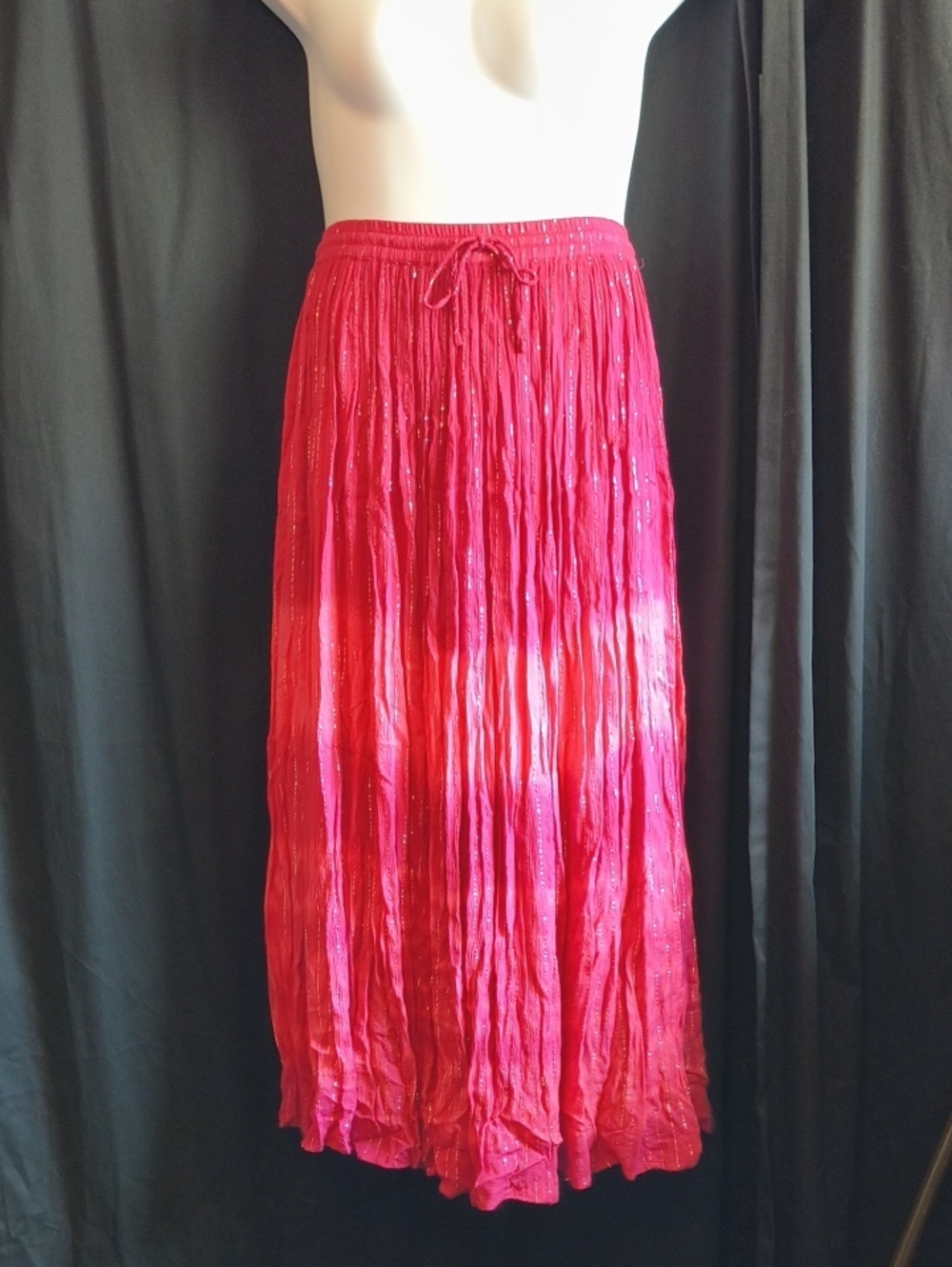 metrostyle Fuchsia & Purple Crinkle Maxi Skirt with Shimmer #0103